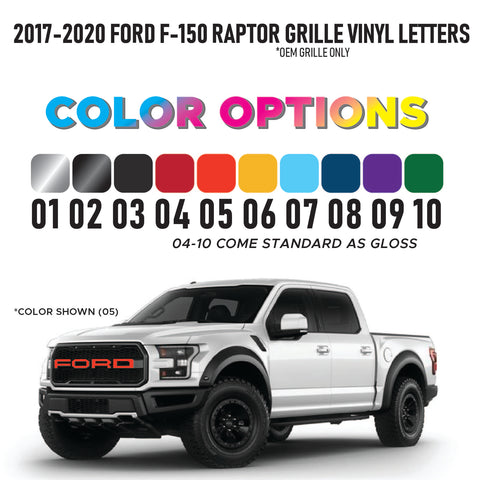 2017-2020 Ford F-150 Raptor Grille Letters, Raptor Graphics, Multiple COLORS, Ford truck, Ford Raptor