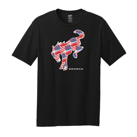 Short Sleeve T-Shirt - Tattered US Flag Ford Bronco