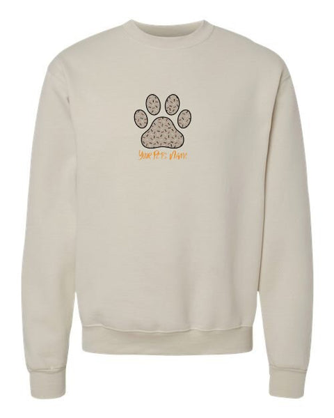 CUSTOM EMBROIDERED Paw Print Applique Crewneck Sweatshirt