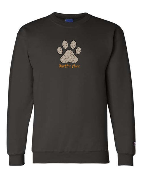 CUSTOM EMBROIDERED Paw Print Applique Crewneck Sweatshirt