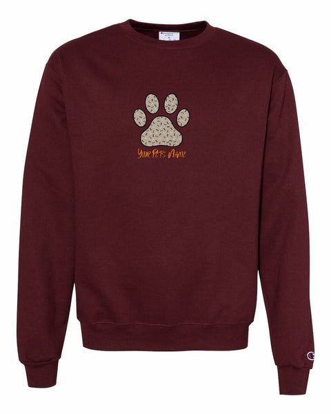 CUSTOM EMBROIDERED Paw Print Applique Crewneck Sweatshirt